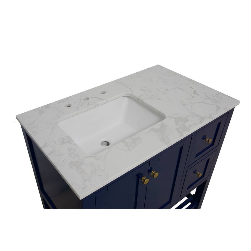 KitchenBathCollection Lakeshore 36" Bathroom Vanity with Engineered Carrara Top