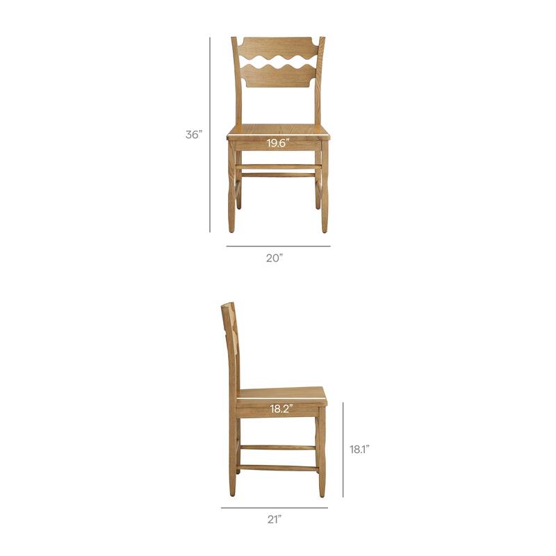 Jax Oak Wood Dining Chair With Wavy Razor Back
