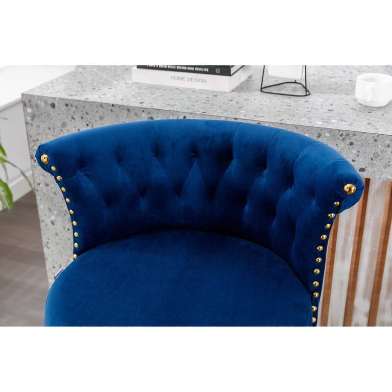 Set of 2 Velvet 360°Rotating Bar Chair, Handmade Backrest with One Click Adjustable Height Bar Chair, Very Soft Dining Chair