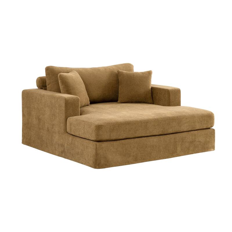 56.3" Wide Extra Large Chenille Sofa Bed, Sturdy Metal Legs, Strong Load-Bearing for Living Room, Bedroom, Apartment