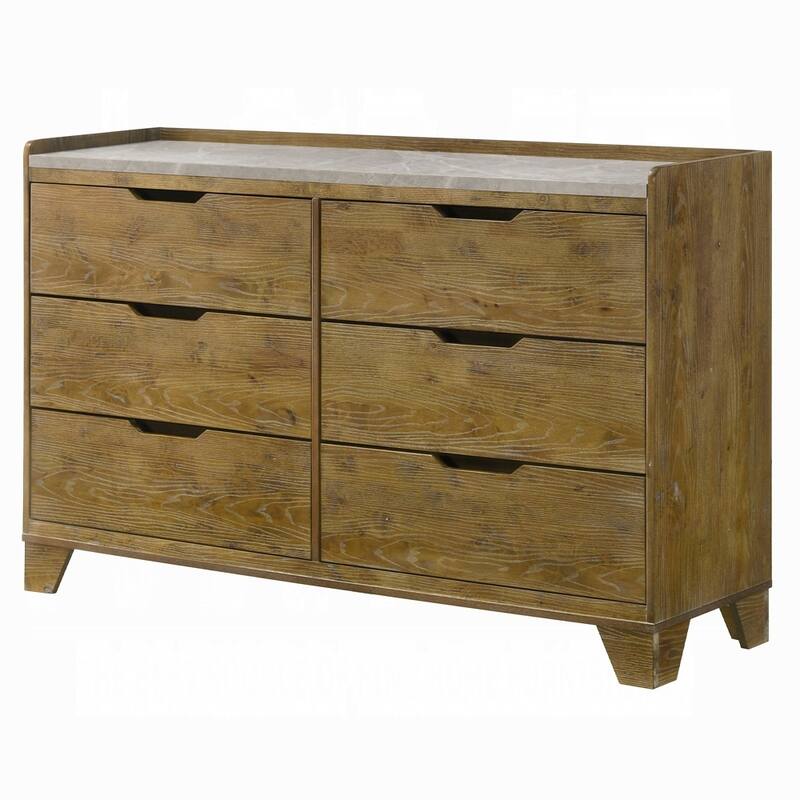 59" Transitional Brown Finish 6 Drawer Dresser