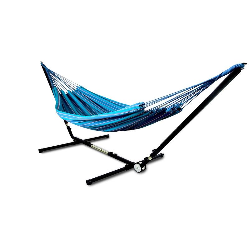 Hammaka Adjust To Fit Stand with Brazilian Two Person Hammock Combo - Blue