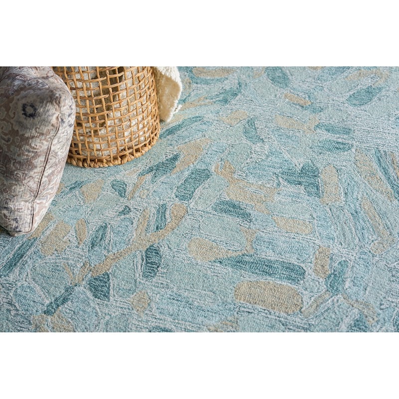 Botanica Turquoise/Ivory/Multi New Zealand Wool hand-tufted Area Rug