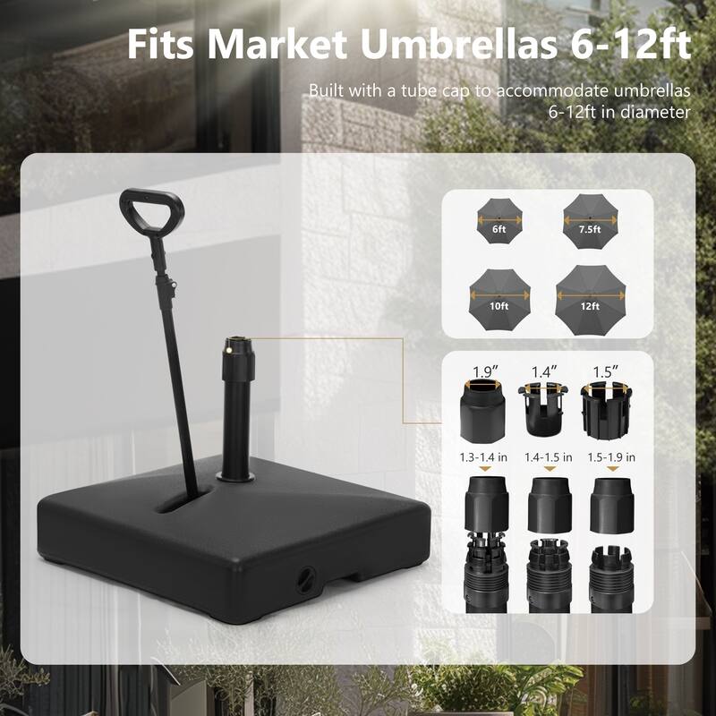 MAISON ARTS 240 lbs Water & Sand Fillable Patio Umbrella Base With Wheels for Most Market Umbrellas