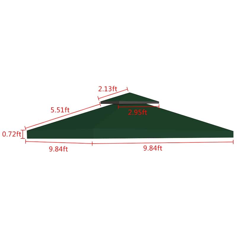 2-Tier Replacement Canopy Top Outdoor Garden Gazebo Roof - 10' x 10'