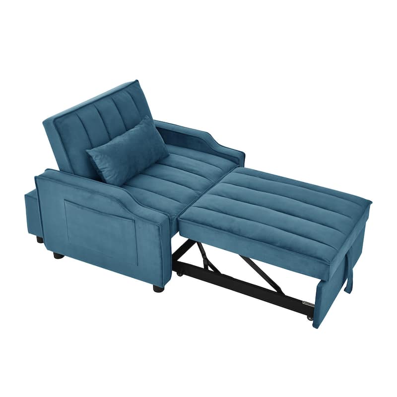 3 in 1 Pull Out Living Room Velvet Single Armchair Sofa Couch Bed