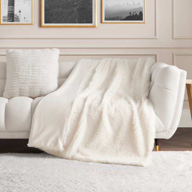 Juicy Couture Eyelash Faux Fur Blankets - 50" x 70" - White