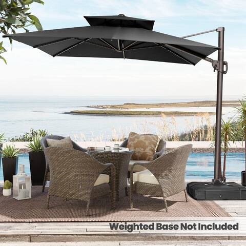 11 x 9 Ft Outdoor Double Top Patio Cantilever Umbrella with Toilless 2-in-1 Crank by Crestlive Products
