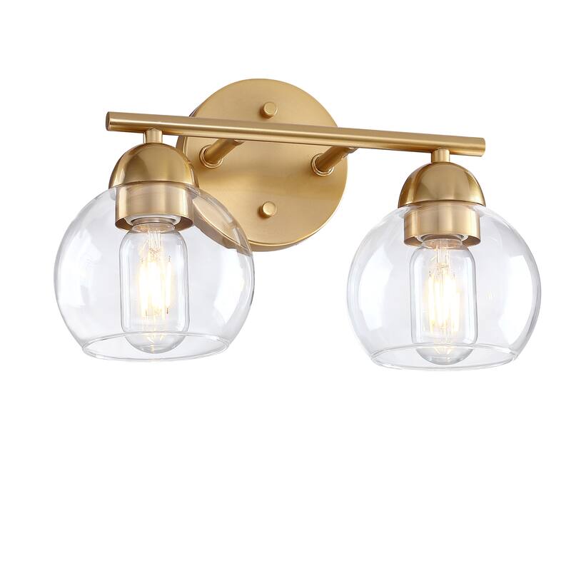2-Light Dimmable Metal Bathroom Vanity Light Fixture With Glass Shade