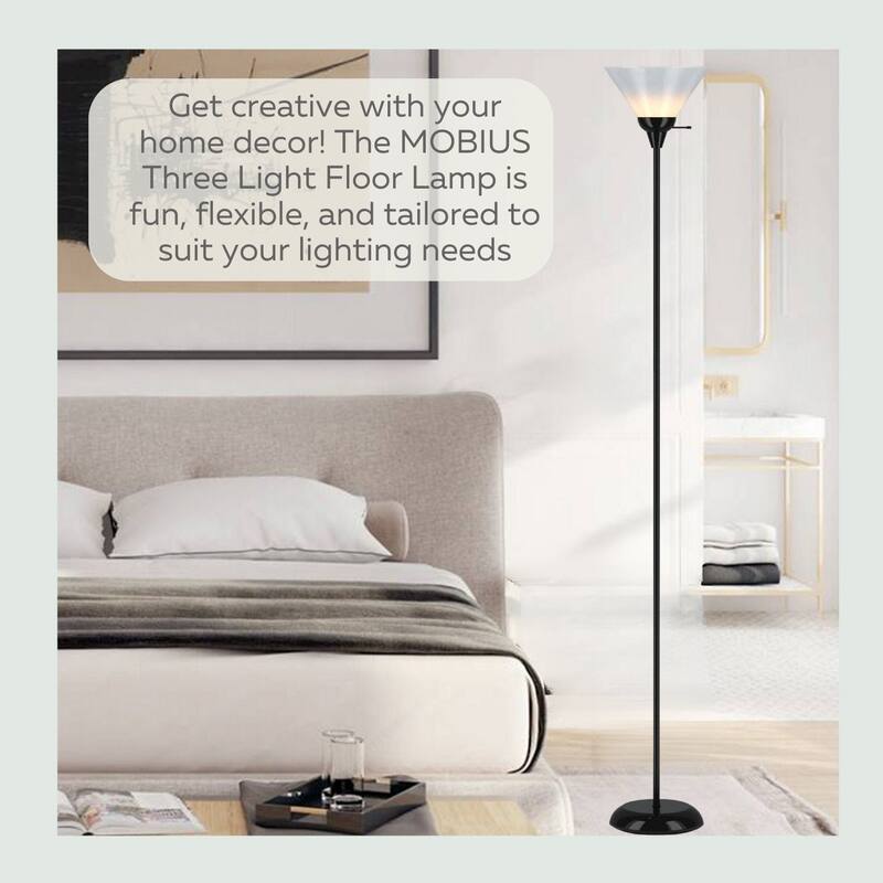 Black Floor Lamp with Opal White Cone Shade - 70 Inches 10 Inches