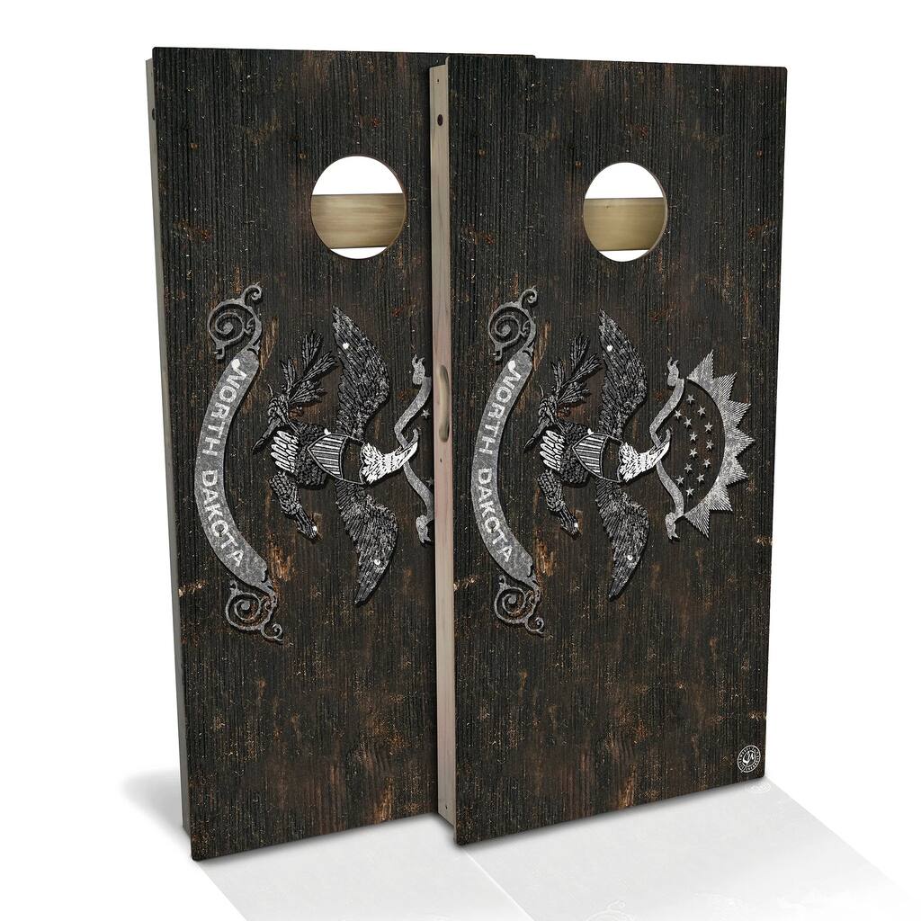 North Dakota Flag Vintage Outdoor Cornhole Board Set