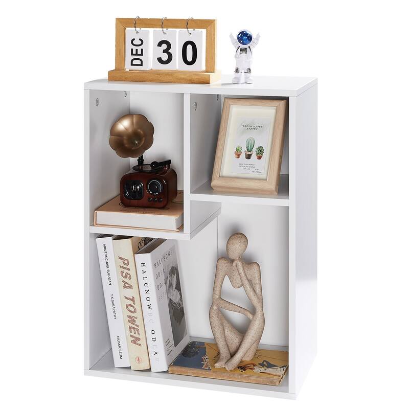 3 Cubes Wood Bookcase 3-Tier Bookshelf Storage Shelf