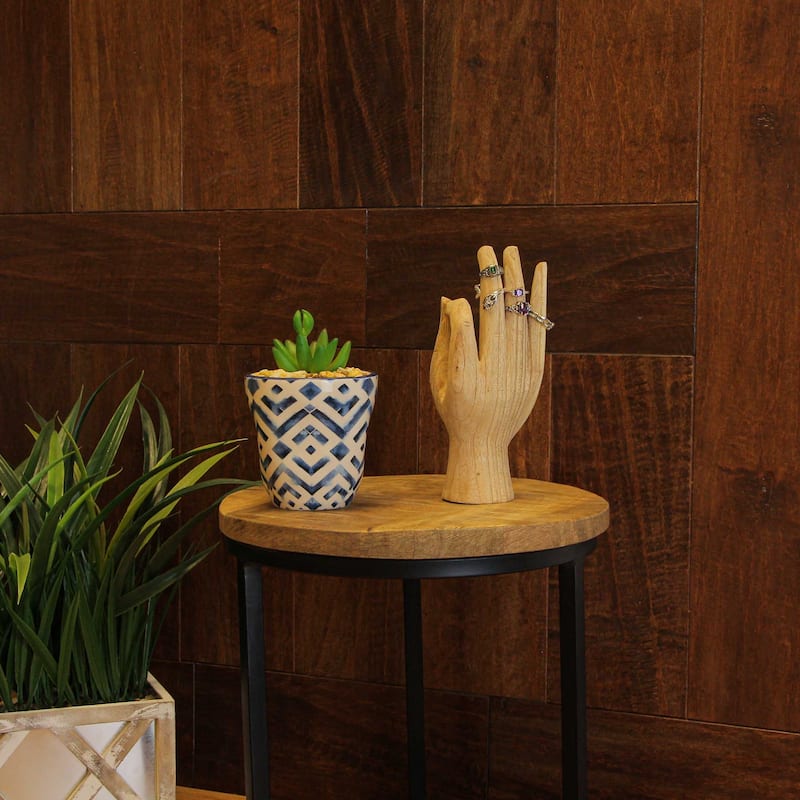 Zeckos Carved Wooden A-Ok Hand Gesture Statue 8 Inches High - 8 X 3.25 X 2.25 inches