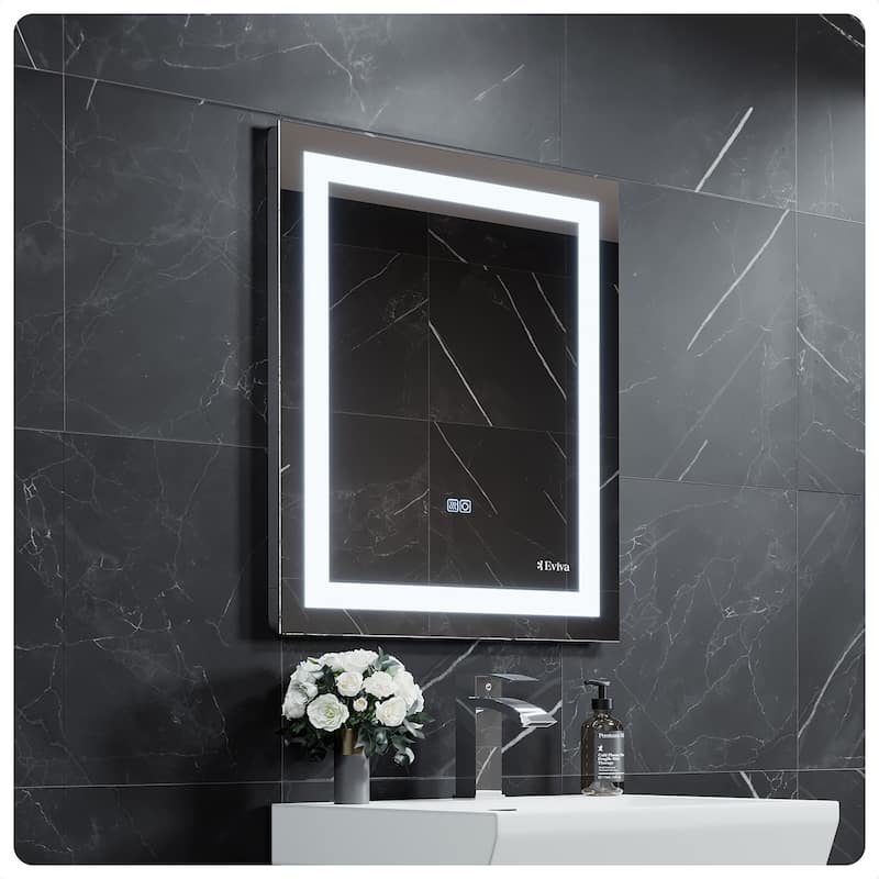 Eviva Lite 24" x 30" Rectangular Wall Mounted Modern Frameless Mirror - Clear