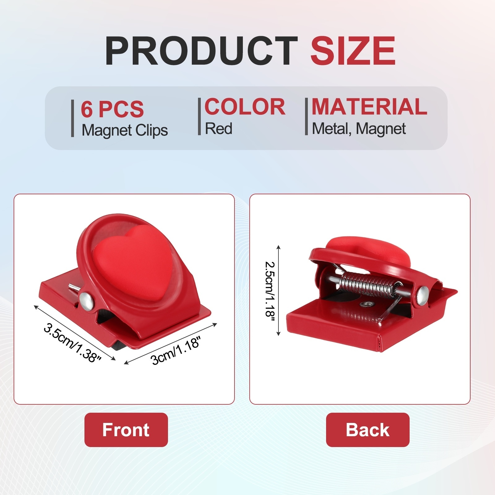 Magnet Metal Clips for Hanging, Heart Fridge Magnetic Clips Magnetic Paper Clamp Magnet Clamp for Locker Whiteboard Display