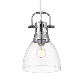 Yep by Golden Lighting Duncan 1-light 9in rod hung Pendant in Chrome and Clear Glass