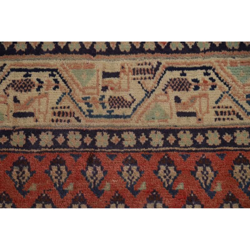 Hand Knotted Oriental 100% Wool Carpet Traditional All-Over Red Botemir Runner Rug - 10' 3'' X 3' 4''