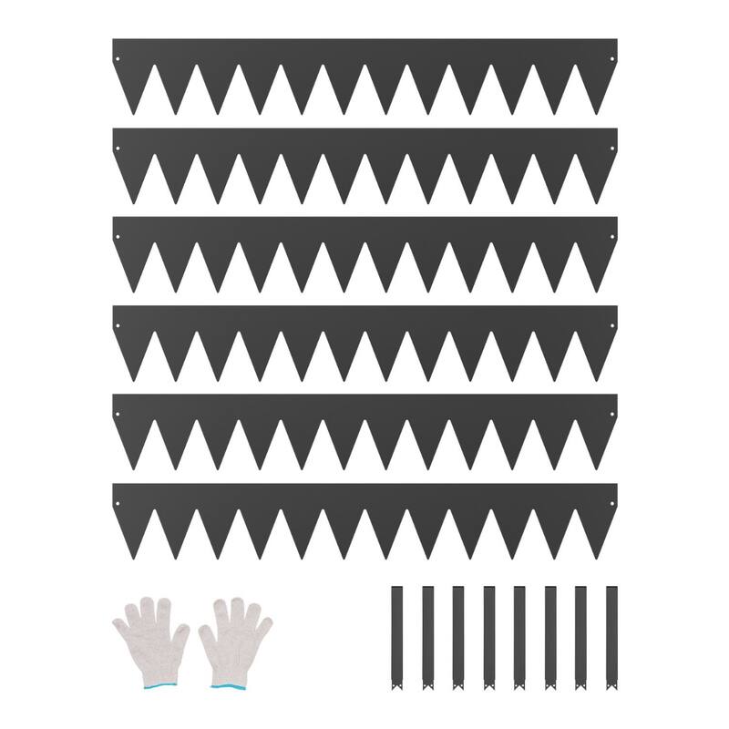 6-Pack Galvanized Steel Flexible Landscape Edging Kit Garden Border with Spikes and Clips - 40 x 6 x 0.06 in
