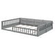 preview thumbnail 19 of 22, Full Size Montessori Floor Bed with Guardrail & Comfortable Pillow, Upholstered Platform Bed Toddler Bed without Slats for Kids
