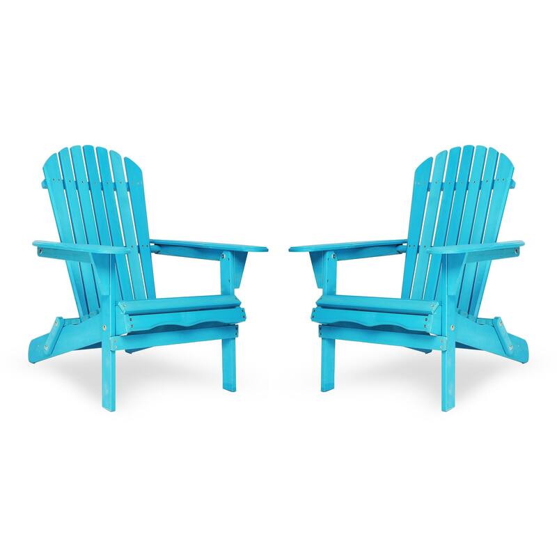 Set of 2 Wooden Outdoor Folding Adirondack Chair