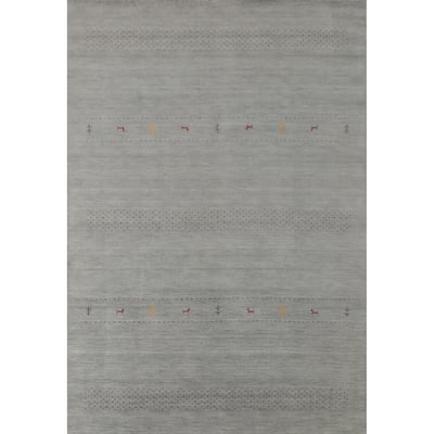 Gabbeh Indian Area Rug Handmade Tribal Blue Wool Carpet - 6'10"x 9'9"