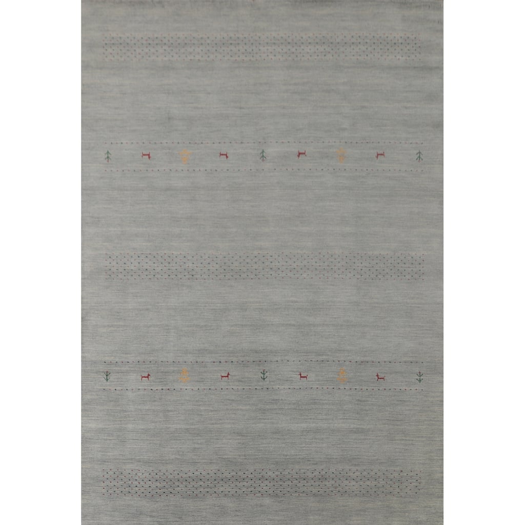 Gabbeh Indian Area Rug Handmade Tribal Blue Wool Carpet - 6'10"x 9'9"