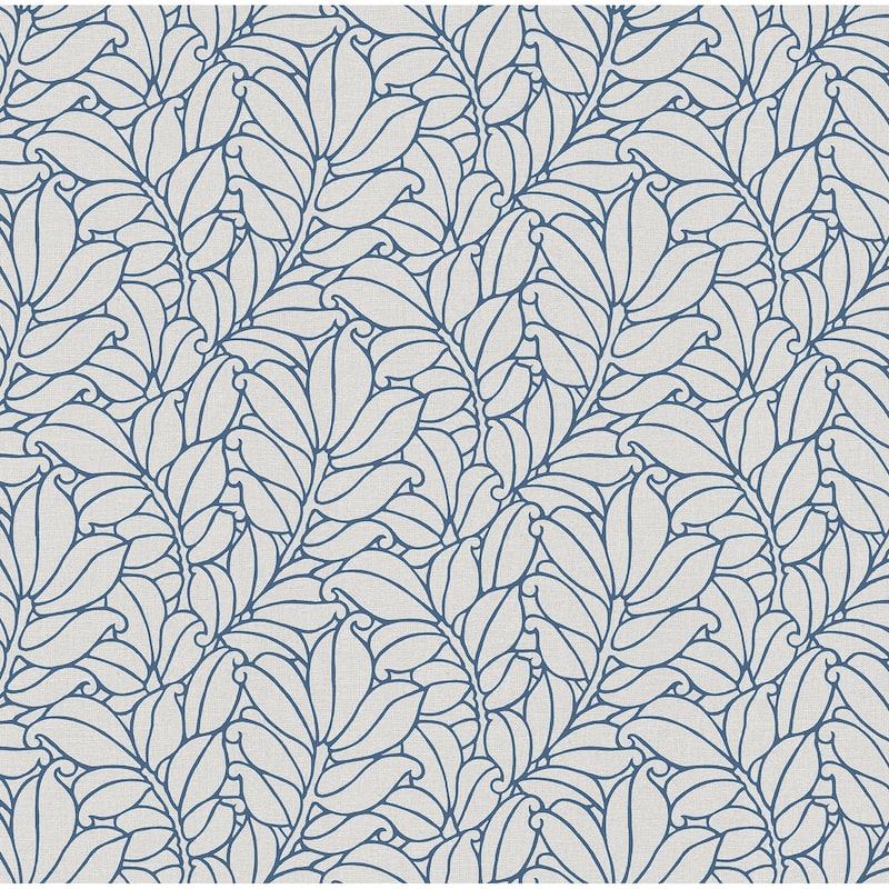 A-Street Prints Coraline Blue Leaf Wallpaper