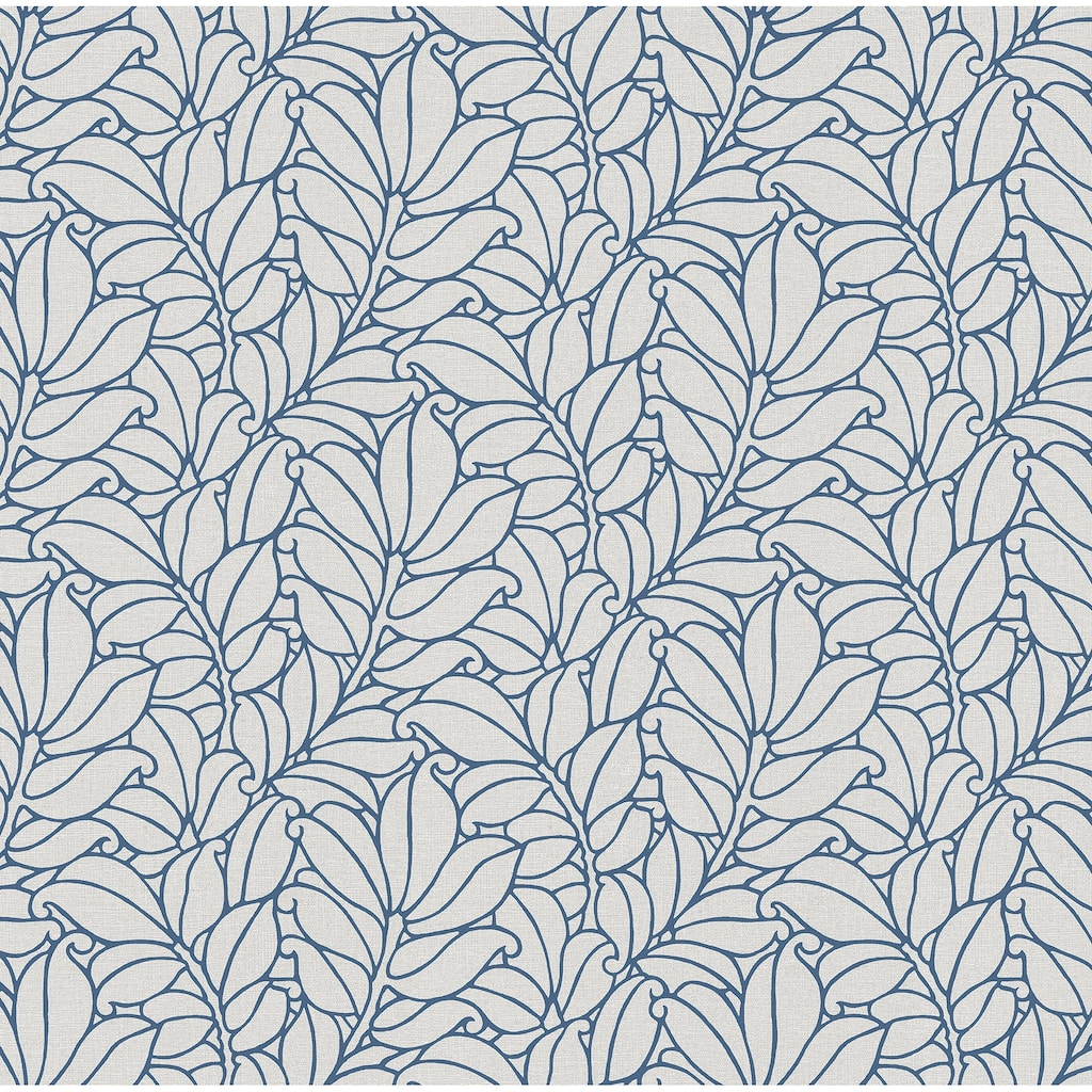 A-Street Prints Coraline Blue Leaf Wallpaper