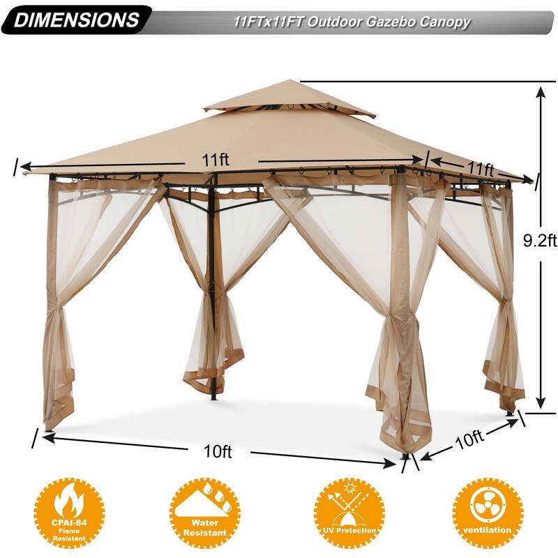 ABCCANOPY Patio Outdoor Gazebo for Double Roof Soft Canopy