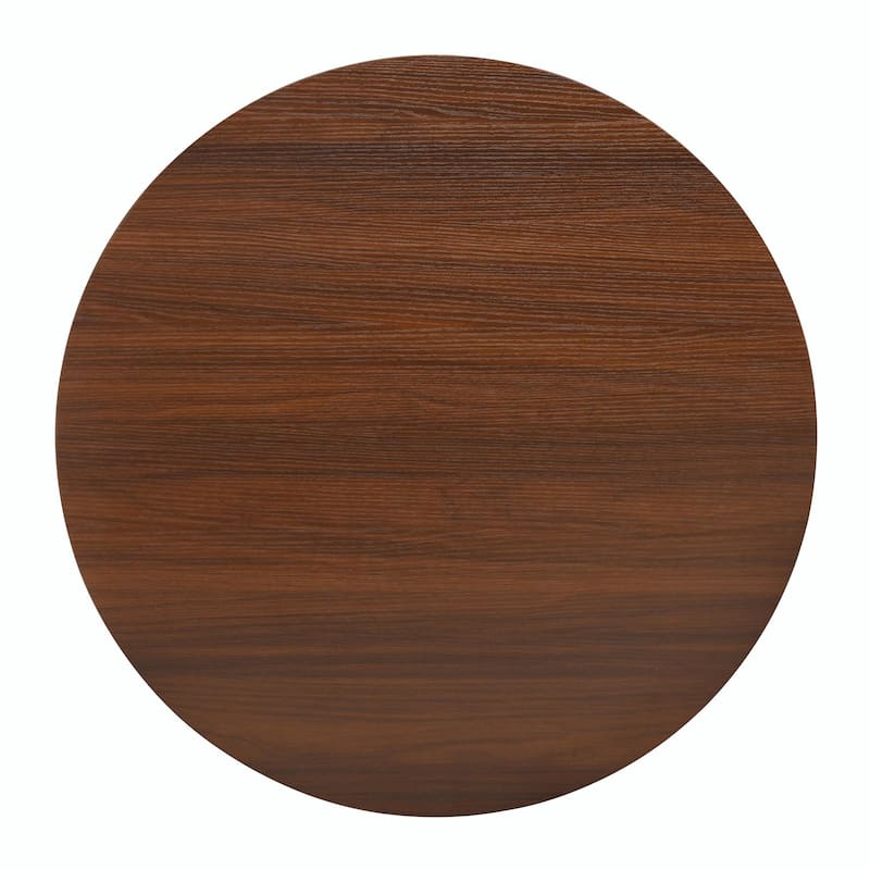 Mid-Century Coffee Table Set with Sliding Tambour Door - Round Fluted End Table with Storage