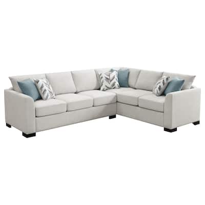 Ashlee Sleeper Sectional Sofa, Greige Chenille, 6 Pillows, 111 Inch