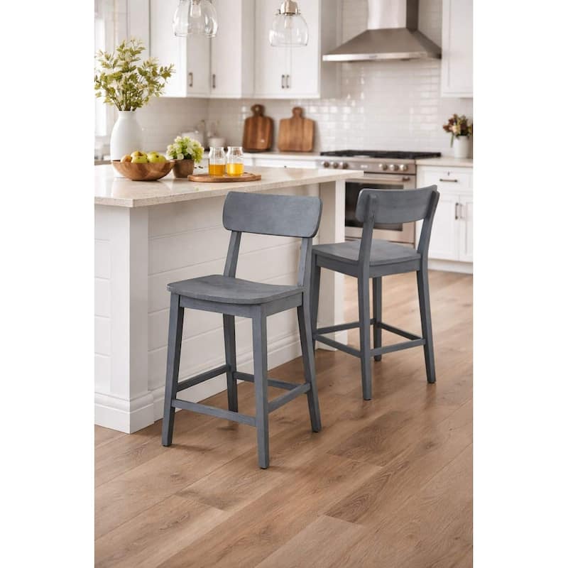 Rustic 24-inch Torino Wood Counter Stool - Charcoal Grey