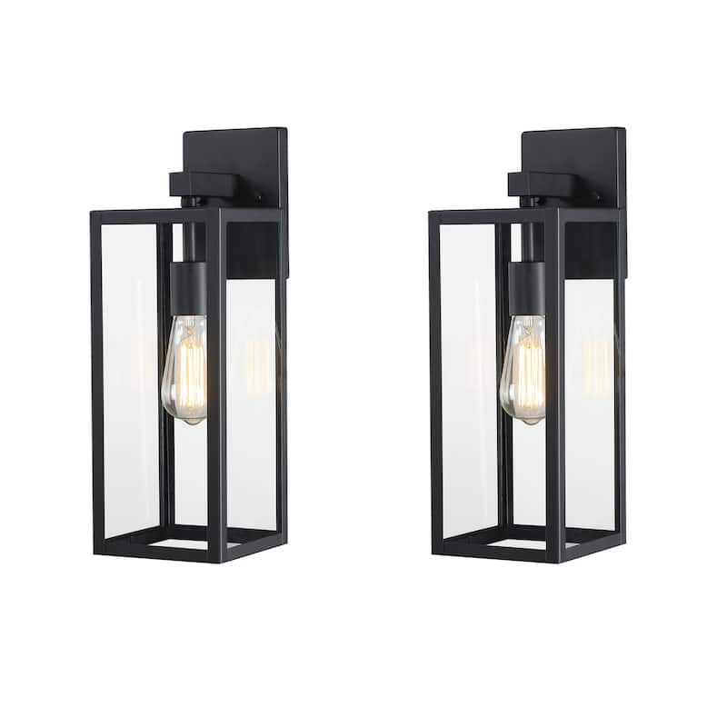 2-pack 13" H 1-Light Black Outdoor wall Lantern(Dusk to Dawn could be chosen) - 18"in - Black