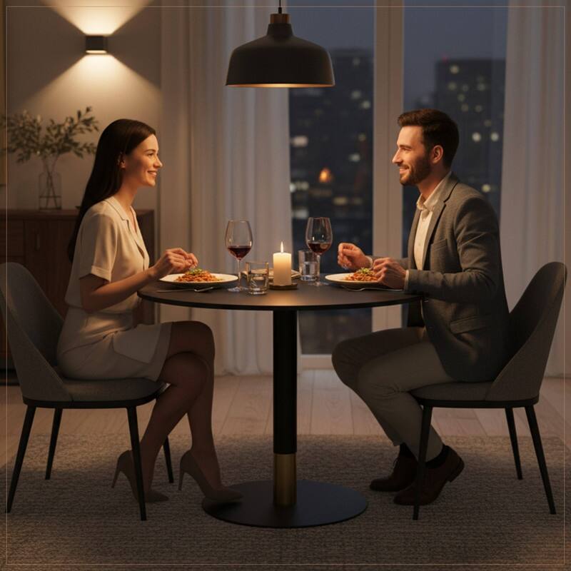 Vail Round Dining Table 27 in. Sintered Stone Tabletop in Black Stainless Steel Round Pedestal Base with Gold Accents