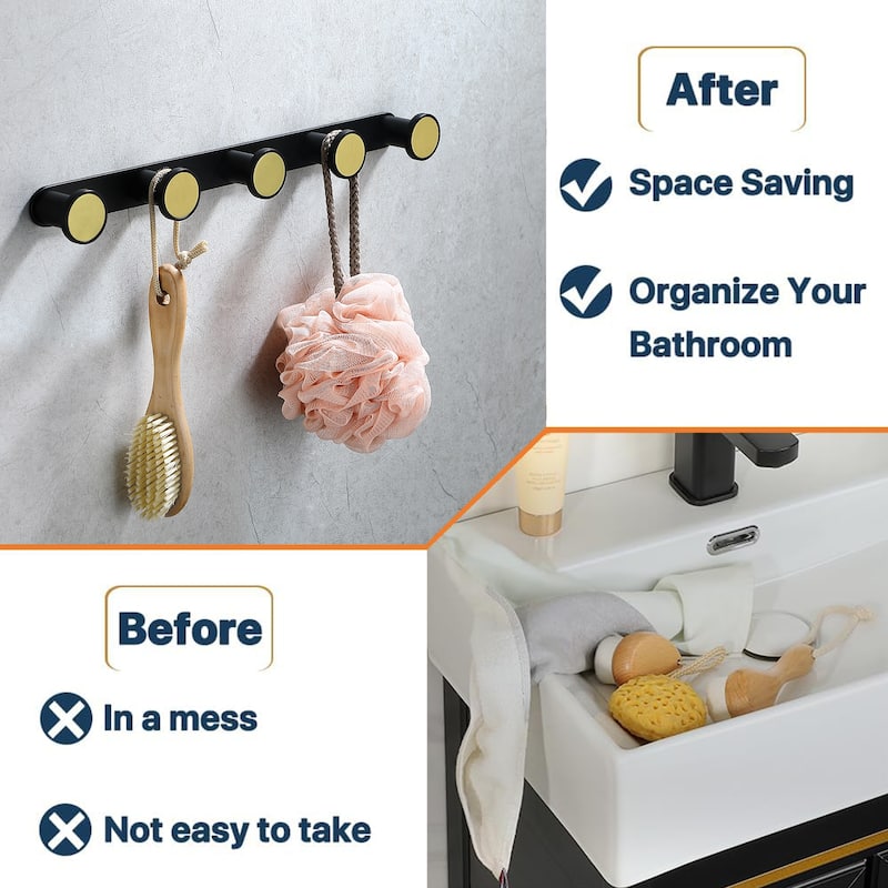 5 post Wall-Mounted Hook Rack in Stainless Steel