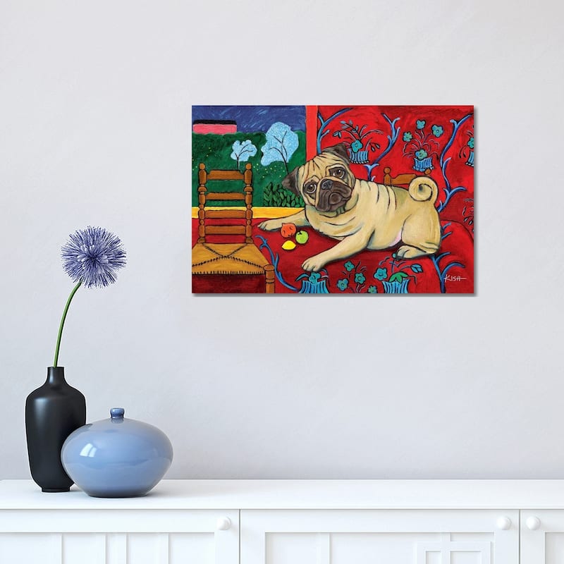 iCanvas "Pug Muttisse" by Gretchen Kish Serrano Canvas Print - 12x18x1.5