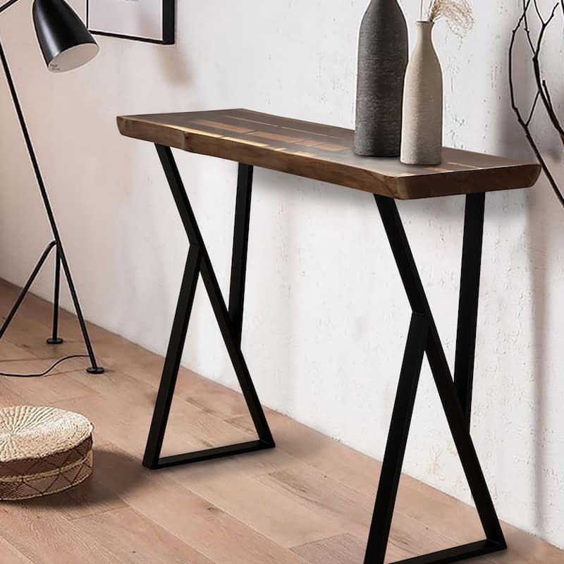 Live Edge Teak Console Table Handmade Farmhouse Table Entry Table - 47.2" x 13.8" x 32"(Z) - Bown