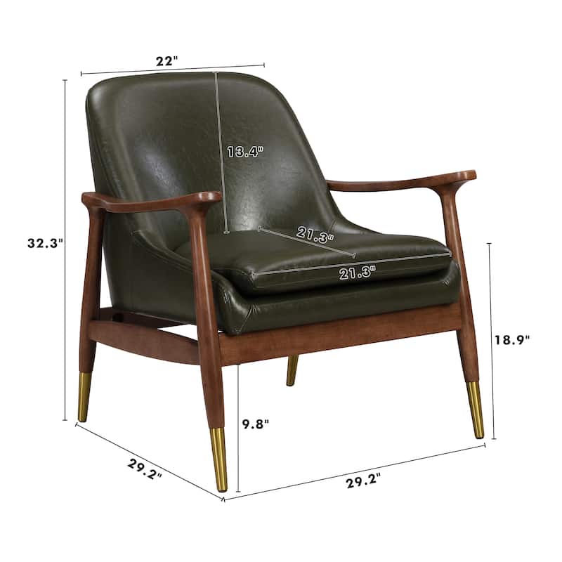 Leather Chair Reception Chair Side Chair Reading Chair Green Office Chair Coffee Chair with Wood Legs