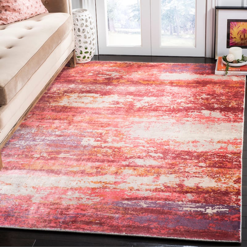 SAFAVIEH Handmade Mirage Siive Modern Abstract Viscose Rug - 8' x 10' - Red/Ivory