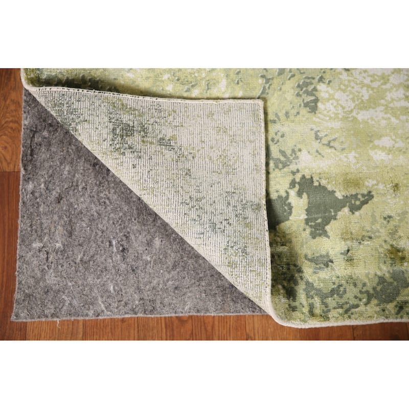 Green Abstract Modern Area Rug Hand-knotted Wool Carpet - 4'8"x 6'6"