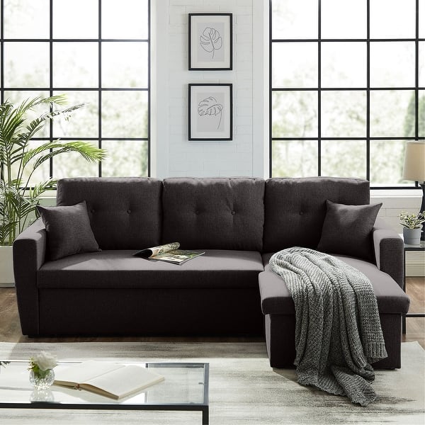 86 6 Reversible Sofa Bed With Storage Sleeper Sectional Couch Overstock 30684501
