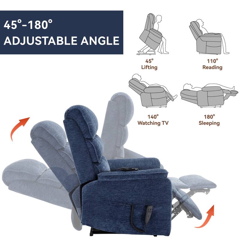 Dual Motor Infinite Position Power Lift Recliner Chair with Power-Remote, Heat Massage and Heavy Duty Motion Mechanism