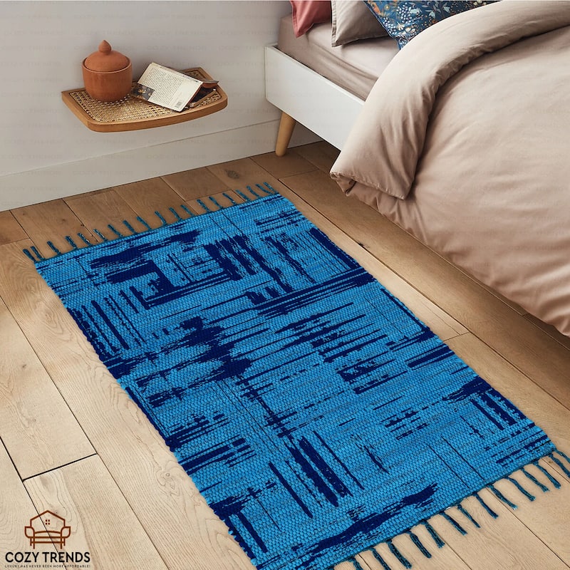 Hand Woven Cotton Area Rug Rag for Hallway, Kitchen, Entryway Living Room - 24''x36'' | 2'x3'