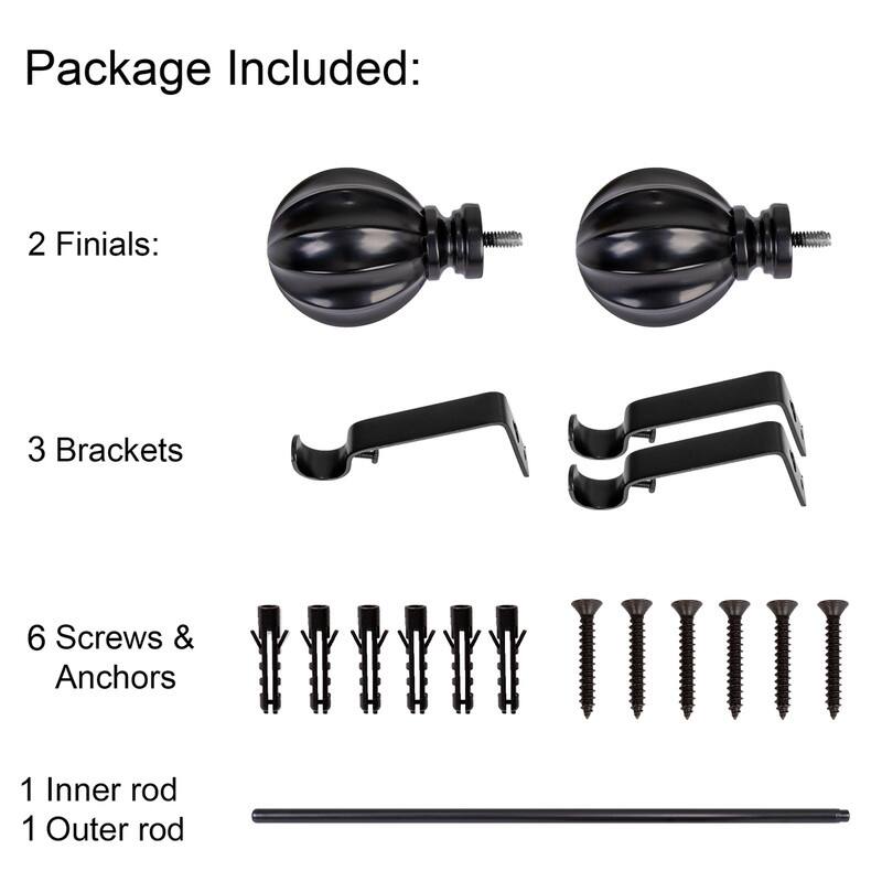 UTOPIA ALLEY 3/4 Inch Curtain Rod - Curtain Rods For Windows 48 to 86 Inch, Adjustable Drapery Rods