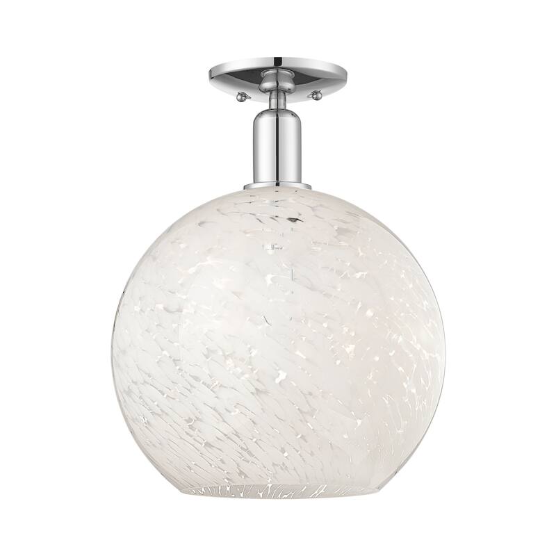 Innovations Lighting 716-1C-15-12 White Mouchette Semi-Flush White - Polished Chrome / White Mouchette
