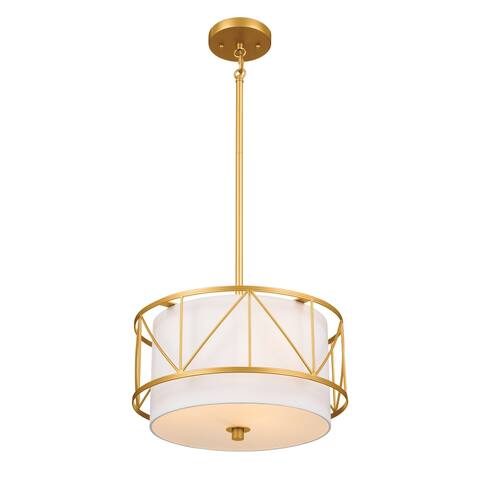 Birkleigh 14 in. 3-Light Classic Gold Convertible Pendant Hanging Light/Semi Flush