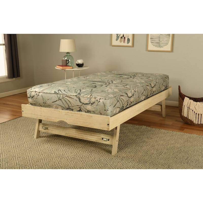 Somette Marisa Pop Up Trundle Bed in Weathered White (Mattress Not Included)