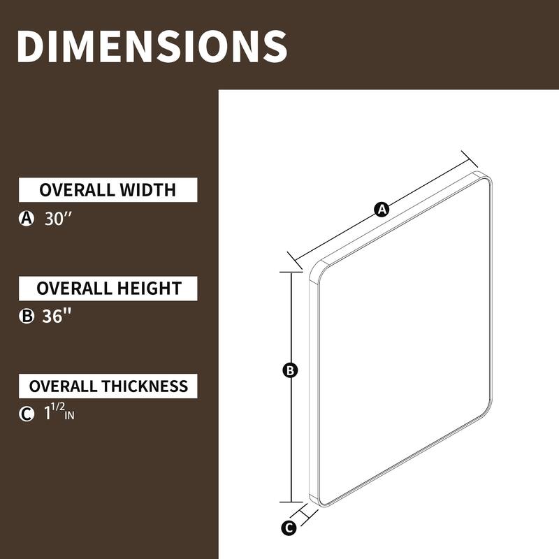 24/30/42/48/60 inch Rectangle Frameless Wall Mounted Bathroom Vanity Mirror