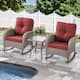Option Grey Wicker Red Cushion