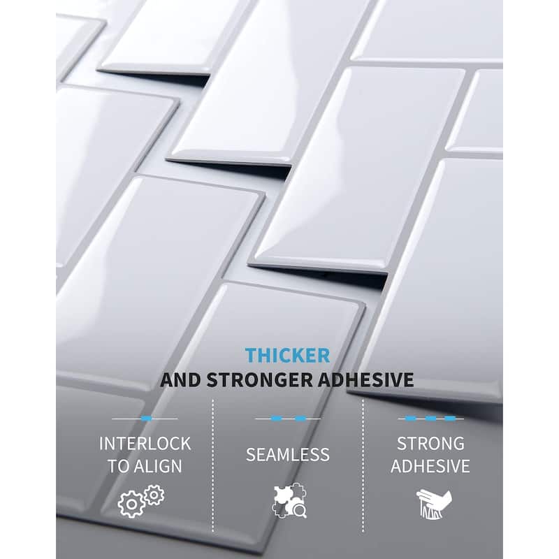 Art3d thicker herringbone peel and stick backsplash tiles